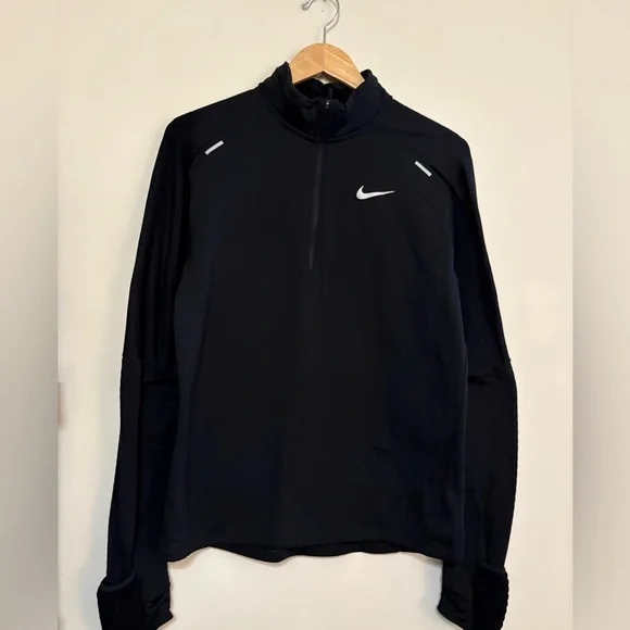 Nike Running 1/4 Zip Black Patterned Pullover Mens Size Medium Athletic Fit - Picture 1 of 8